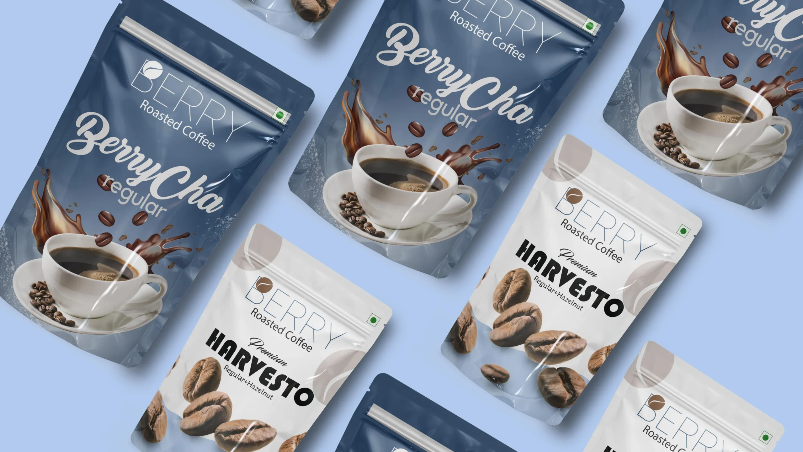 Array of Berry coffee products, highlighting different blends and flavors